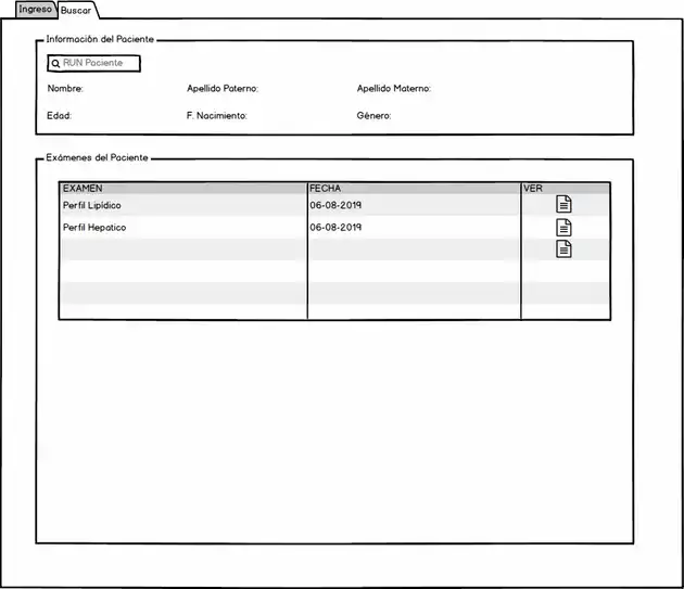 Mockup de la aplicación