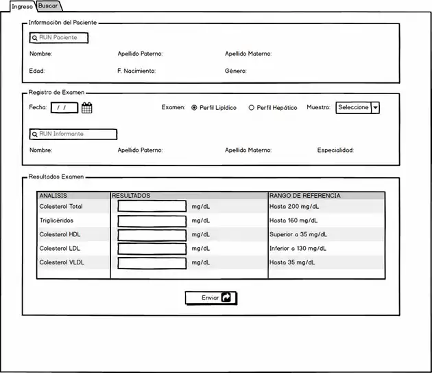Mockup de la aplicación